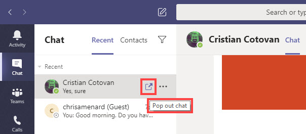 Pop-out chat